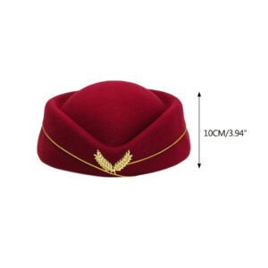 Luxury Premium Stewardess Beret Party Cosplay Formal Party Costume Hat - Wine Red