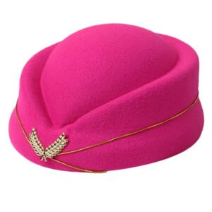 Luxury Premium Stewardess Beret Party Cosplay Formal Party Costume Hat - Rose Red