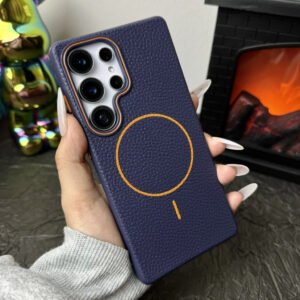 Luxury Premium Business Style Litchi Texture Magnetic Wireless Charging Phone Cover Case for Samsung Galaxy S Series