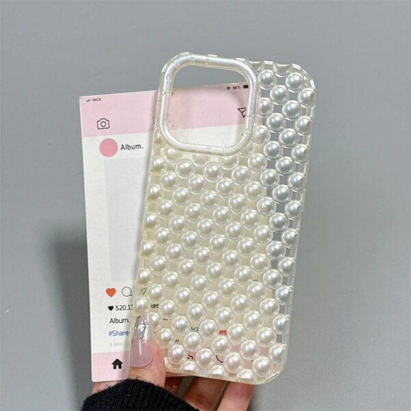 Luxury Premium Unique Creative Hollow 3D Pearl Design Soft TPU Shockproof Mobile Phone Cover for iPhone Series - Image 18