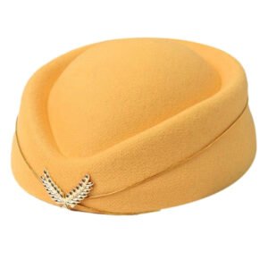 Luxury Premium Stewardess Beret Party Cosplay Formal Party Costume Hat - Yellow