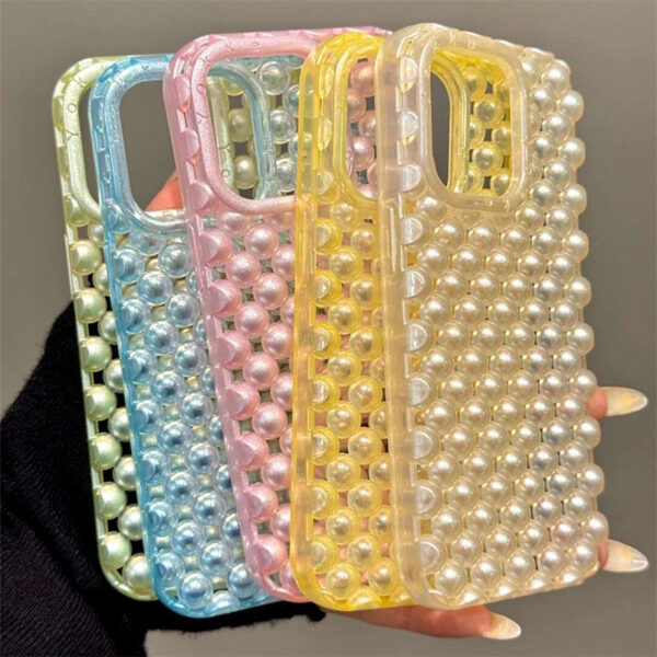Luxury Premium Unique Creative Hollow 3D Pearl Design Soft TPU Shockproof Mobile Phone Cover for iPhone Series - Image 16