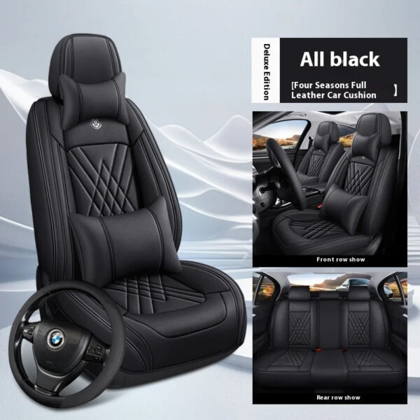 Luxury Premium Full Set 5 Seater Universal Full-Enclosed PU Leather Waterproof Cushion Car Seat Covers - Image 30