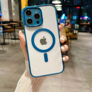 Luxury Premium Shockproof Clear Transparent Magnetic Back Cover Wireless Charging for iPhone Series