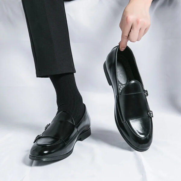 Monk Strap Patent Leather Casual Loafers Business Formal Shoes for Men - Image 9