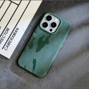 Luxury Premium Camouflage Leather Shockproof Armor Magsafe Wireless  Case For iPhone Series