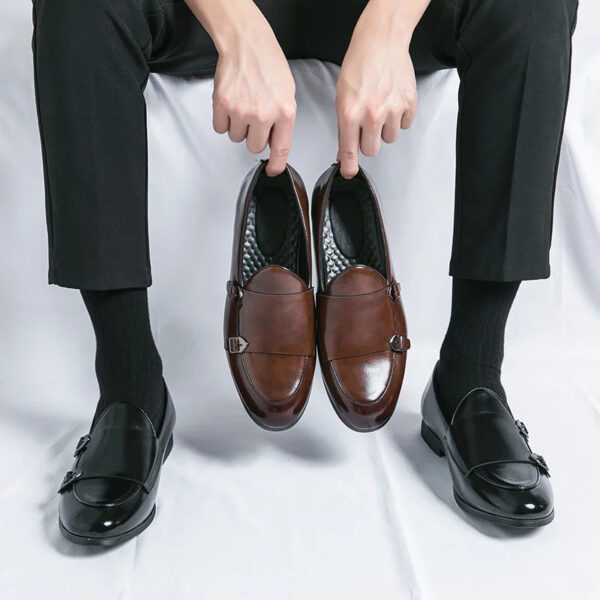 Monk Strap Patent Leather Casual Loafers Business Formal Shoes for Men - Image 10