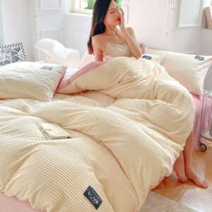Luxury Premium 6 by 6 High Quality Woven Modern Style Double-Sided Velvet Comforter Cover Soft Warm Plush Winter Quilt Bedding - White