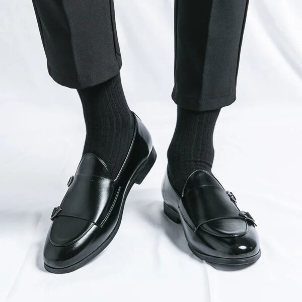 Monk Strap Patent Leather Casual Loafers Business Formal Shoes for Men - Image 13