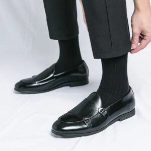 Monk Strap Patent Leather Casual Loafers Business Formal Shoes for Men