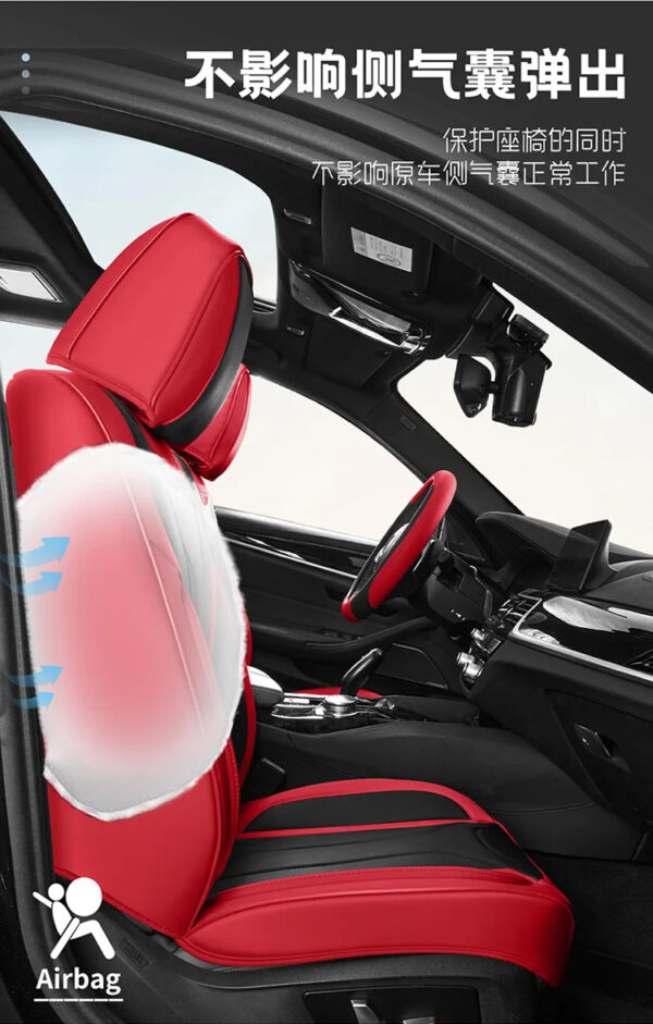 Luxury Premium Full Set 5 Seater Universal Full-Enclosed PU Leather Waterproof Cushion Car Seat Covers - Image 20