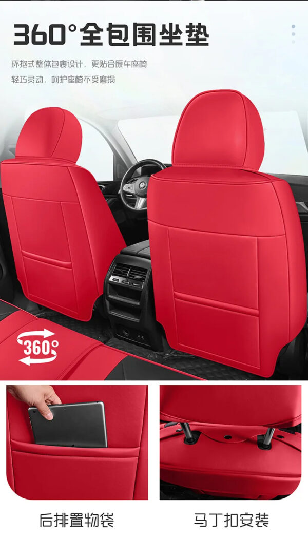 Luxury Premium Full Set 5 Seater Universal Full-Enclosed PU Leather Waterproof Cushion Car Seat Covers - Image 21
