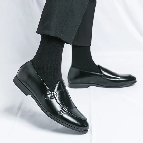 Monk Strap Patent Leather Casual Loafers Business Formal Shoes for Men - Image 15