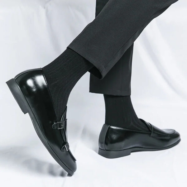 Monk Strap Patent Leather Casual Loafers Business Formal Shoes for Men - Image 17