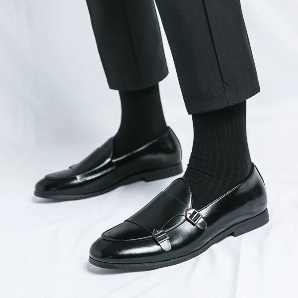 Monk Strap Patent Leather Casual Loafers Business Formal Shoes for Men - Image 18