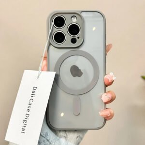 Luxury Premium Shockproof Clear Transparent Magnetic Back Cover Wireless Charging for iPhone Series