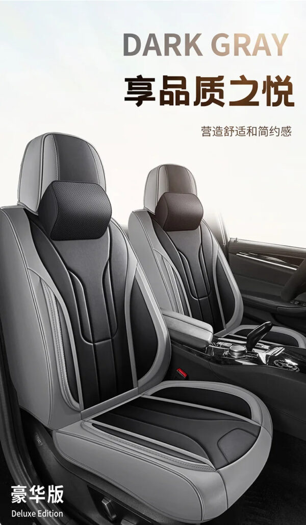 Luxury Premium Full Set 5 Seater Universal Full-Enclosed PU Leather Waterproof Cushion Car Seat Covers - Image 11