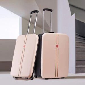 Luxury Premium New folding trolley 24 inch Lightweight Foldable Business Travel suitcase - Pink