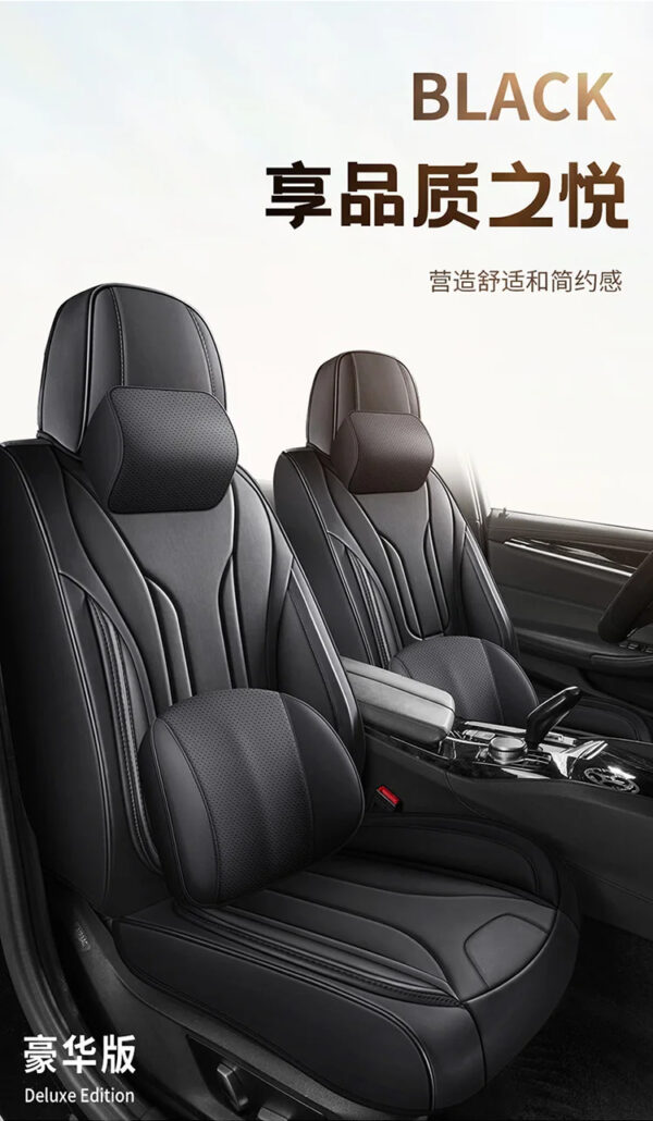 Luxury Premium Full Set 5 Seater Universal Full-Enclosed PU Leather Waterproof Cushion Car Seat Covers - Image 15