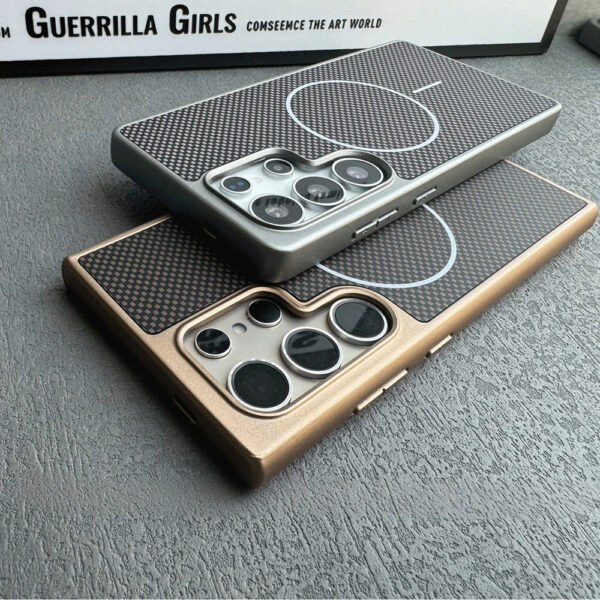Luxury Carbon Fiber Magnetic Magsafe Wireless Charging Plating Cover Samsung Galaxy S24 Ultra/S25 Ultra - Image 2