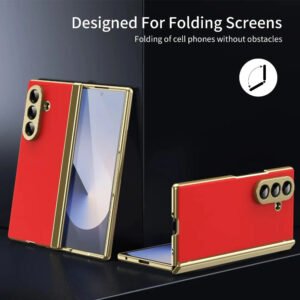 Luxury Premium Matte Leather Golden Border Case For Samsung Galaxy Z fold Series