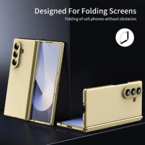 Luxury Premium Matte Leather Golden Border Case For Samsung Galaxy Z fold Series