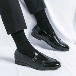 Monk Strap Patent Leather Casual Loafers Business Formal Shoes for Men