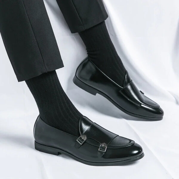 Monk Strap Patent Leather Casual Loafers Business Formal Shoes for Men - Image 21
