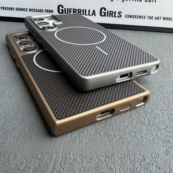 Luxury Carbon Fiber Magnetic Magsafe Wireless Charging Plating Cover Samsung Galaxy S24 Ultra/S25 Ultra - Image 3