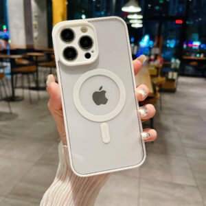 Luxury Premium Shockproof Clear Transparent Magnetic Back Cover Wireless Charging for iPhone Series