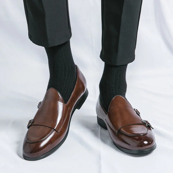 Monk Strap Patent Leather Casual Loafers Business Formal Shoes for Men - Image 3
