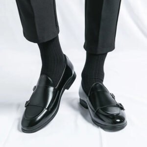 Monk Strap Patent Leather Casual Loafers Business Formal Shoes for Men