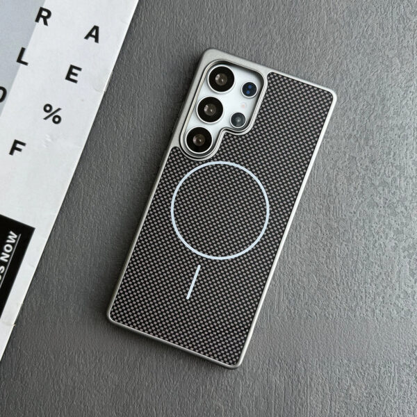 Luxury Carbon Fiber Magnetic Magsafe Wireless Charging Plating Cover Samsung Galaxy S24 Ultra/S25 Ultra - Image 12