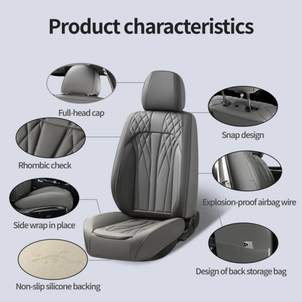 Luxury Premium Full Set 5 Seater Universal Full-Enclosed PU Leather Waterproof Cushion Car Seat Covers - Image 33