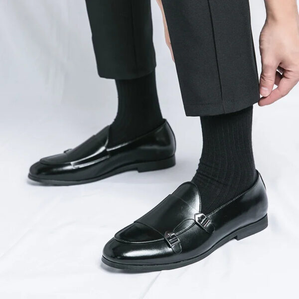 Monk Strap Patent Leather Casual Loafers Business Formal Shoes for Men - Image 23
