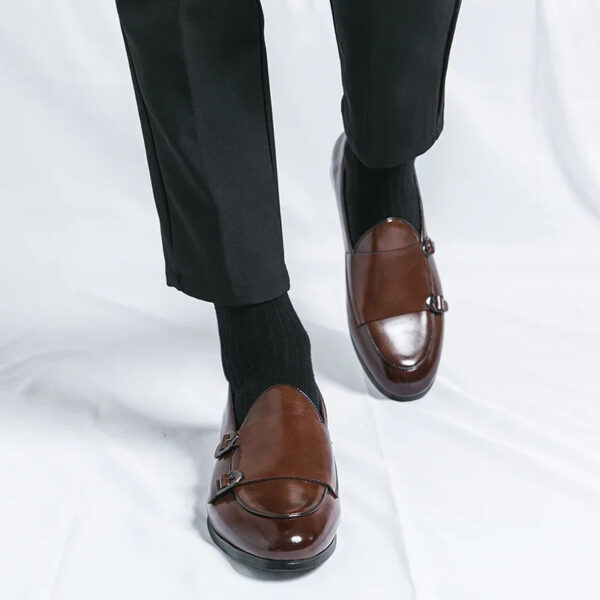 Monk Strap Patent Leather Casual Loafers Business Formal Shoes for Men - Image 6