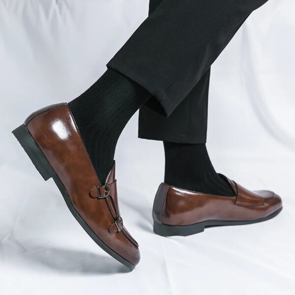 Monk Strap Patent Leather Casual Loafers Business Formal Shoes for Men - Image 7