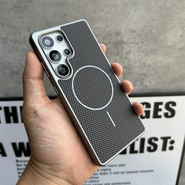 Luxury Carbon Fiber Magnetic Magsafe Wireless Charging Plating Cover Samsung Galaxy S24 Ultra/S25 Ultra - Image 7