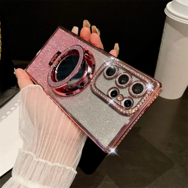 Luxury Premium Eletroplated Bracket Mirror Glitter Case Cover for Samsung Series - Image 3