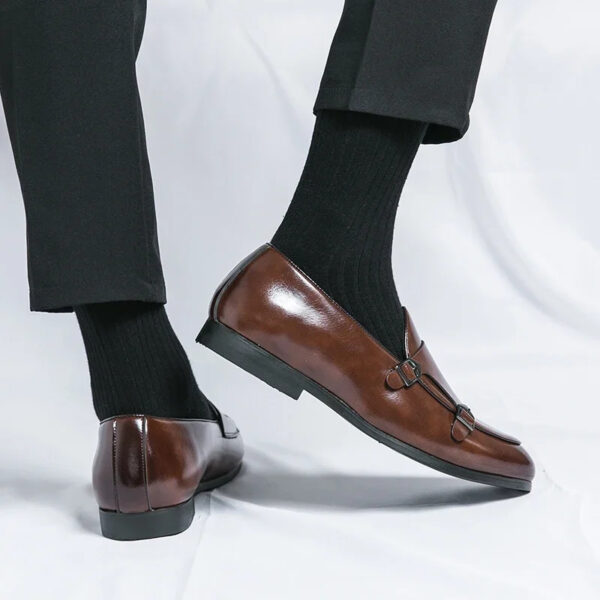 Monk Strap Patent Leather Casual Loafers Business Formal Shoes for Men - Image 8