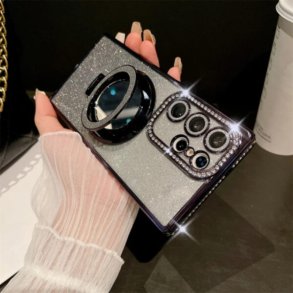 Luxury Premium Eletroplated Bracket Mirror Glitter Case Cover for Samsung Series - Image 4