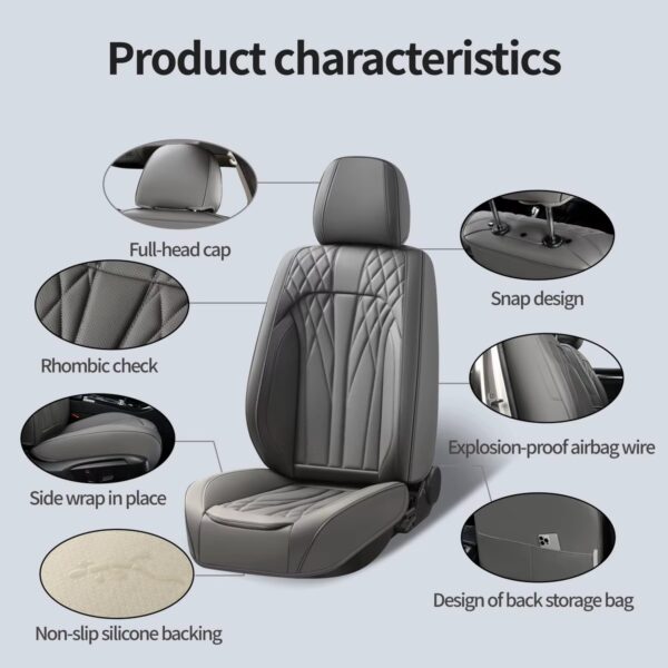 Luxury Premium Full Set 5 Seater Universal Full-Enclosed PU Leather Waterproof Cushion Car Seat Covers - Image 36