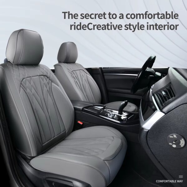 Luxury Premium Full Set 5 Seater Universal Full-Enclosed PU Leather Waterproof Cushion Car Seat Covers - Image 35