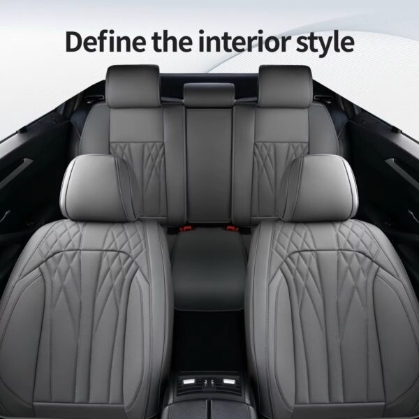 Luxury Premium Full Set 5 Seater Universal Full-Enclosed PU Leather Waterproof Cushion Car Seat Covers - Image 34