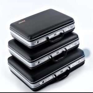 3 in 1 Piece Luxury Premium High Quality Business Document Organizer Hard Case Storage Briefcase - Black