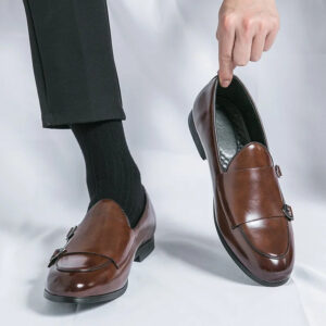 Monk Strap Patent Leather Casual Loafers Business Formal Shoes for Men