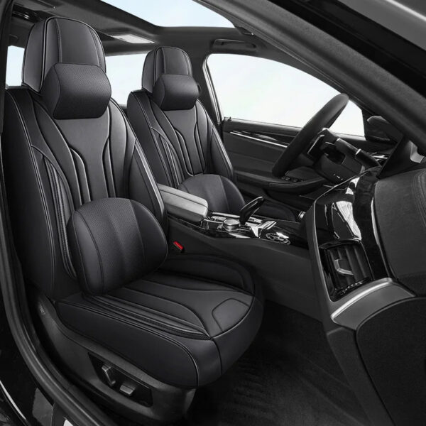 Luxury Premium Full Set 5 Seater Universal Full-Enclosed PU Leather Waterproof Cushion Car Seat Covers - Image 7
