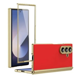 Luxury Premium Matte Leather Golden Border Case For Samsung Galaxy Z fold Series