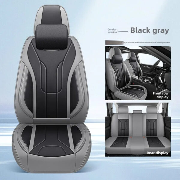 Luxury Premium Full Set 5 Seater Universal Full-Enclosed PU Leather Waterproof Cushion Car Seat Covers - Image 8