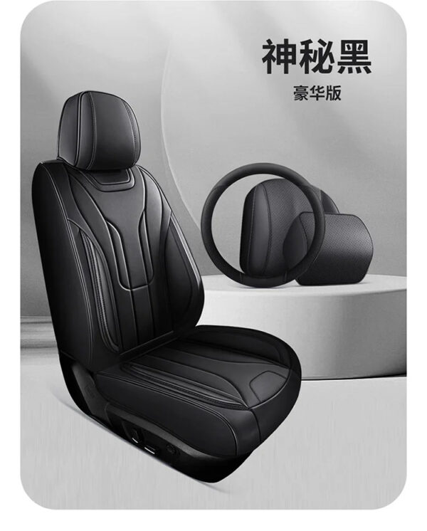 Luxury Premium Full Set 5 Seater Universal Full-Enclosed PU Leather Waterproof Cushion Car Seat Covers - Image 17